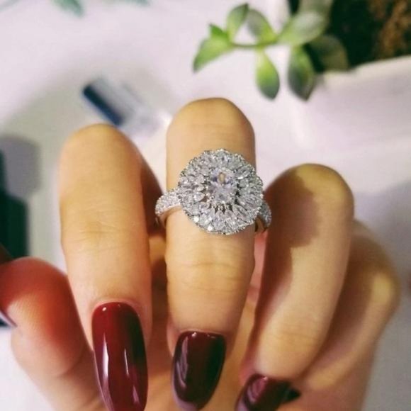 NEW 925 STERLING SILVER ROUND DIAMOND RING, CUTE RING, SHINY RING. - Picture 2 of 3